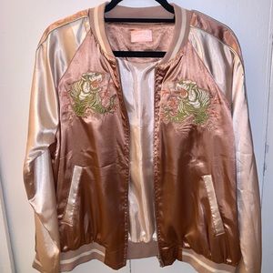 Silky embroidered bomber jacket